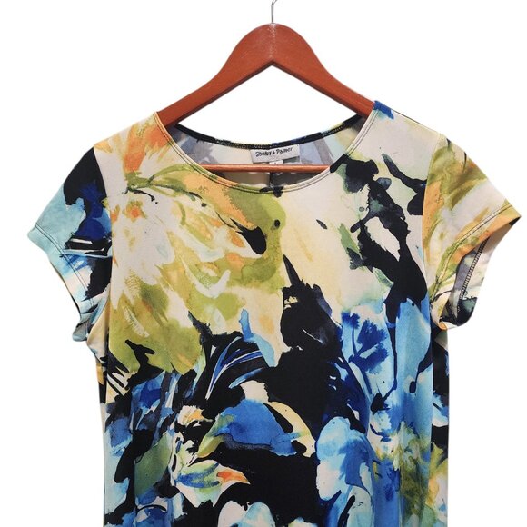 Shelby & Palmer Women's Dress Large Multicolor Abstract Floral Print Cap Sleeve - Picture 4 of 10